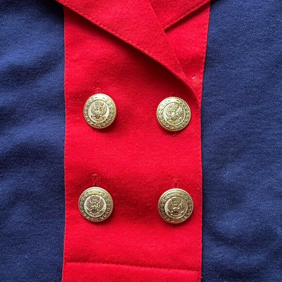 Vintage Peter Popovitch Uniform Polo Womens Large Red Military-like Navy Coastal - Picture 3 of 6
